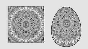 mandala art with square frame on white background vector