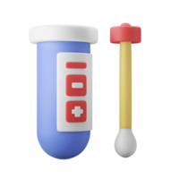 illustration de l'icône 3d du tube pcr de test d'écouvillon d'antigène png