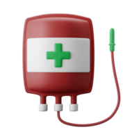 ilustração de ícone 3d de saco de injeção de transfusão de plasma sanguíneo png