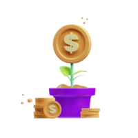 3d purple financial and investment icon illustration rendering png