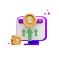 renderização de ilustração de ícone de investimento e financeiro roxo 3D png