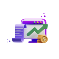 Rendu d'illustration d'icône financière et d'investissement violet 3d png