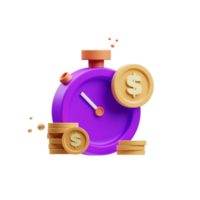 renderização de ilustração de ícone de investimento e financeiro roxo 3D png