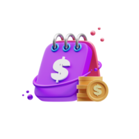 Rendu d'illustration d'icône financière et d'investissement violet 3d png