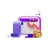 Rendu d'illustration d'icône financière et d'investissement violet 3d png