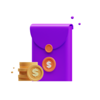 Representación de ilustración de icono financiero y de inversión púrpura 3d png