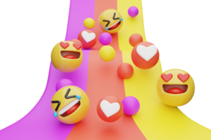 3d illustratie gele gezichten.expressies en emoties png