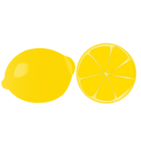 diseño de ilustración de limón amarillo y rodajas de cítricos sobre fondo transparente.
