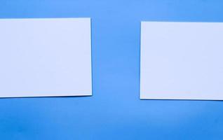 blank paper red on blue background photo