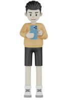 3d hombre aislado con camisa de manga larga haciendo actividad png