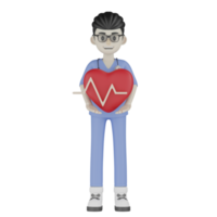 3D isolierter Arzt mit Herzzeichen png