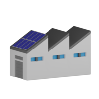 3D isoliertes Gebäude mit Sonnenkollektoren png