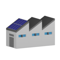 3D Isolated Building With Solar Panels png