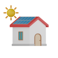 3D Isolated Building With Solar Panels png