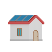 3D Isolated Building With Solar Panels png
