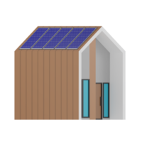 3D Isolated Building With Solar Panels png