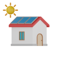 3D Isolated Building With Solar Panels png