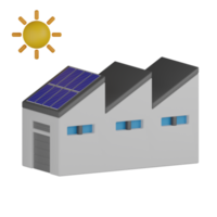 3D isoliertes Gebäude mit Sonnenkollektoren png