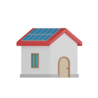 3D Isolated Building With Solar Panels png