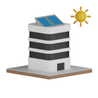 edificio aislado 3d con paneles solares png