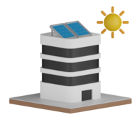 bâtiment isolé 3d avec panneaux solaires png