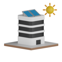 edificio aislado 3d con paneles solares png