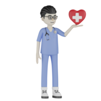 3D Isolated Doctor With Heart Sign png