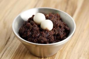 Korean Red Bean Porridge with Rice Cake Topping or Patjuk photo