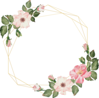 watercolor blooming rose branch flower bouquet wreath frame png