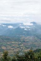 Plantation field of the local farmer on the hill located near the high mountain of the national park. photo