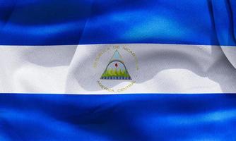 Ilustración 3d de una bandera de nicaragua - bandera de tela ondeante realista foto