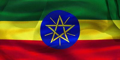 Ethiopia flag - realistic waving fabric flag photo