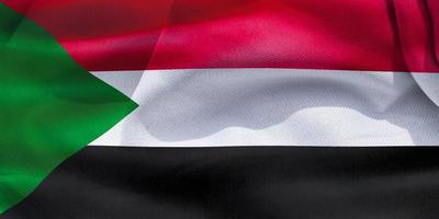 Ilustración 3d de una bandera de sudán - bandera de tela ondeante realista foto