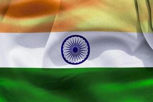 3D-Illustration of a India flag - realistic waving fabric flag photo