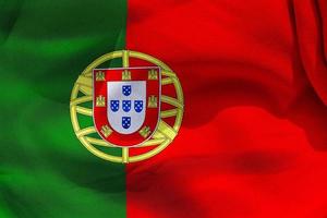 Ilustración 3d de una bandera portugal - bandera de tela ondeante realista foto