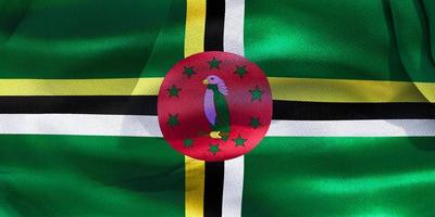Dominica flag - realistic waving fabric flag photo