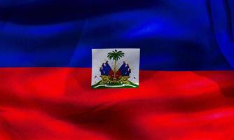 3D-Illustration of a Haiti flag - realistic waving fabric flag photo