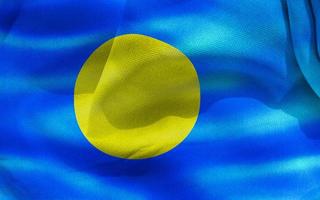 3D-Illustration of a Palau flag - realistic waving fabric flag photo
