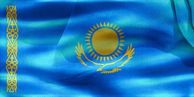 3D-Illustration of a Kazakhstan flag - realistic waving fabric flag photo