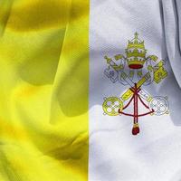 3D-Illustration of a Vatican City flag - realistic waving fabric flag photo