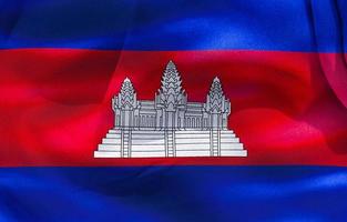 3D-Illustration of a Cambodia flag - realistic waving fabric flag photo