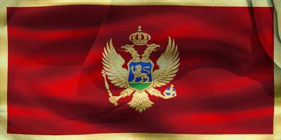 Ilustración 3d de una bandera de montenegro - bandera de tela ondeante realista foto