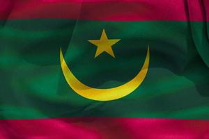 Ilustración 3d de una bandera de mauritania - bandera de tela ondeante realista foto