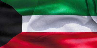 3D-Illustration of a Kuwait flag - realistic waving fabric flag photo