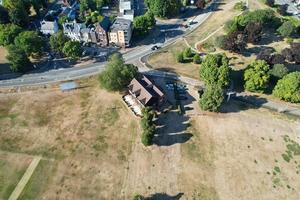 Aerial View of Cricket Ground at Local Public Park of Hemel Hempstead England Great Britain photo