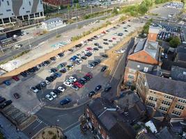 Luton City of England UK. Aerial View of Central City from Railway Station and Bedfordshire University Campus. The High Angle View was captured on 02nd August 2022 on a hot sunny day photo
