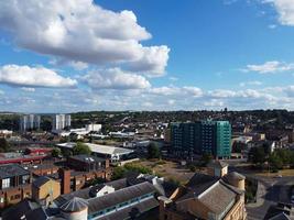 Luton City of England UK. Aerial View of Central City from Railway Station and Bedfordshire University Campus. The High Angle View was captured on 02nd August 2022 on a hot sunny day photo