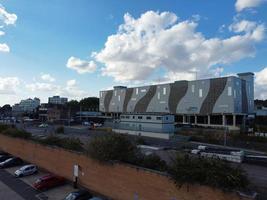 Luton City of England UK. Aerial View of Central City from Railway Station and Bedfordshire University Campus. The High Angle View was captured on 02nd August 2022 on a hot sunny day photo