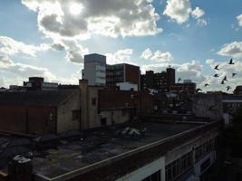 Luton City of England UK. Aerial View of Central City from Railway Station and Bedfordshire University Campus. The High Angle View was captured on 02nd August 2022 on a hot sunny day photo