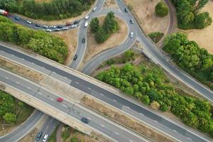 Beautiful Aerial View of British Motorways and roads With Traffic photo